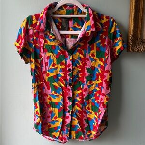 Nooworks Buttondown Short Sleeve Top